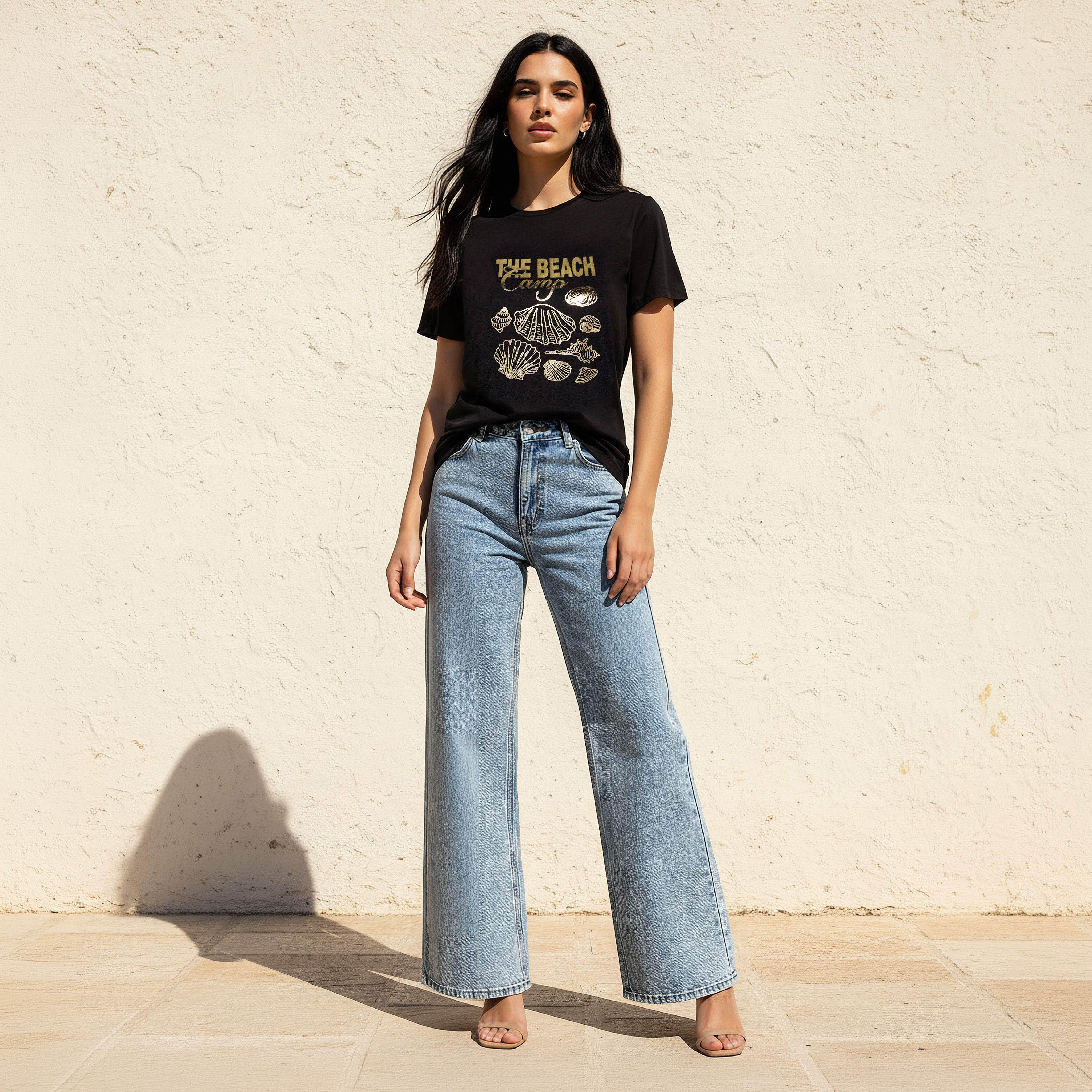 Cotton T-shirt with Seashell Print-women-clothing-tshirts-image-3