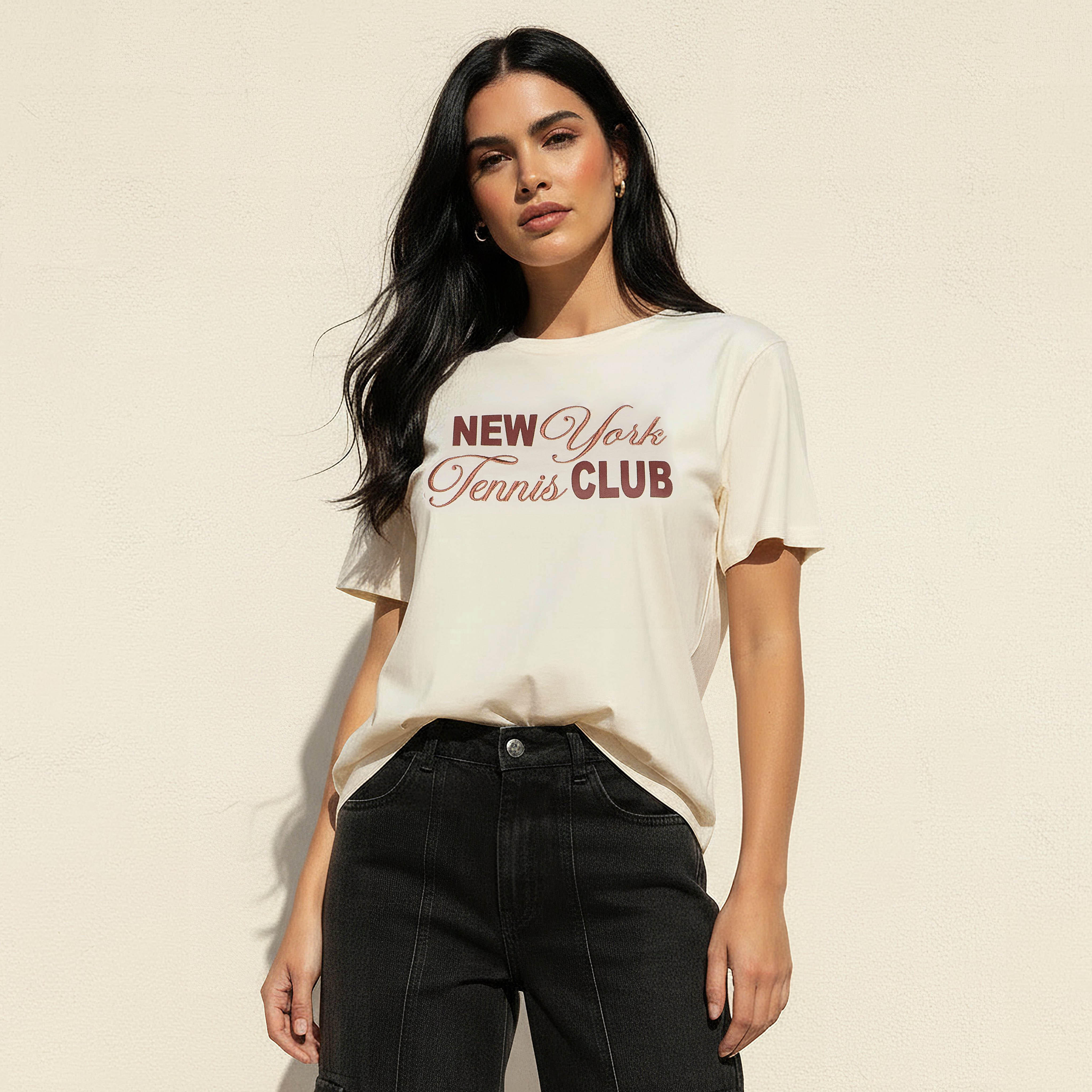 Cotton T-shirt with New York Tennis Club Print-women-clothing-tshirts-image-1