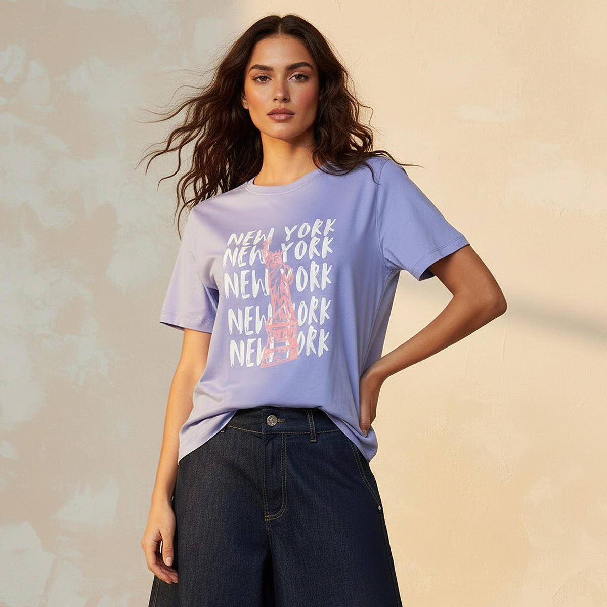 Cotton T-shirt with New York Print-women-clothing-tshirts-image-1