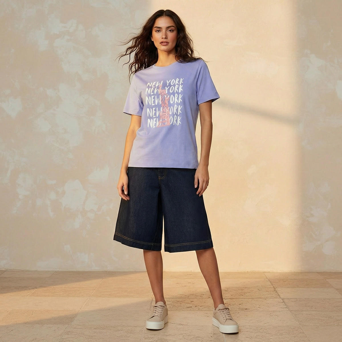 Cotton T-shirt with New York Print-women-clothing-tshirts-image-3