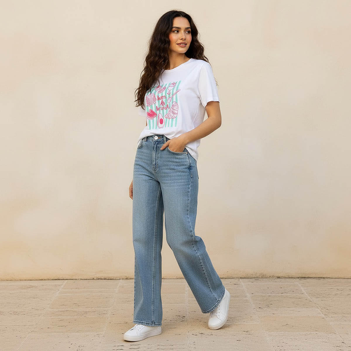 Cotton T-shirt with Brunch Print-women-clothing-tshirts-image-3