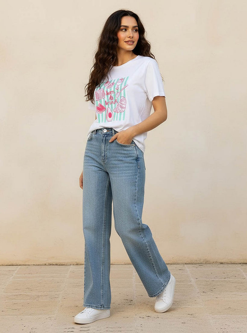 Cotton T-shirt with Brunch Print-women-clothing-tshirts-image-3