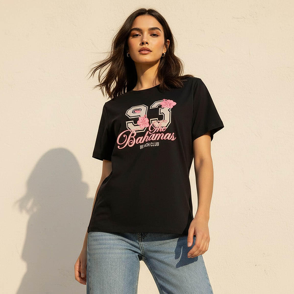 Cotton T-shirt with Varsity Print-women-clothing-tshirts-image-1