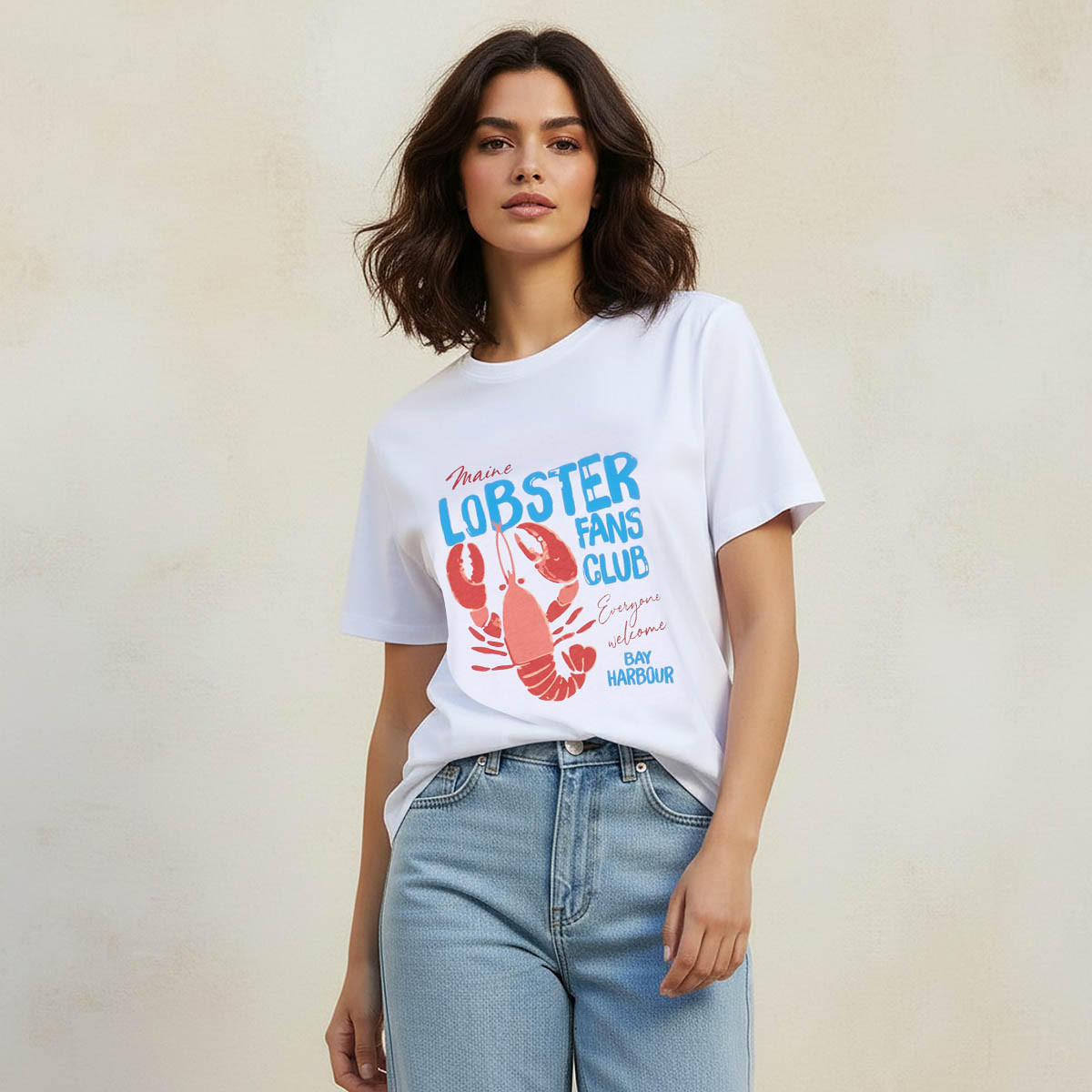 Cotton T-shirt with Lobster Print-women-clothing-tshirts-image-1