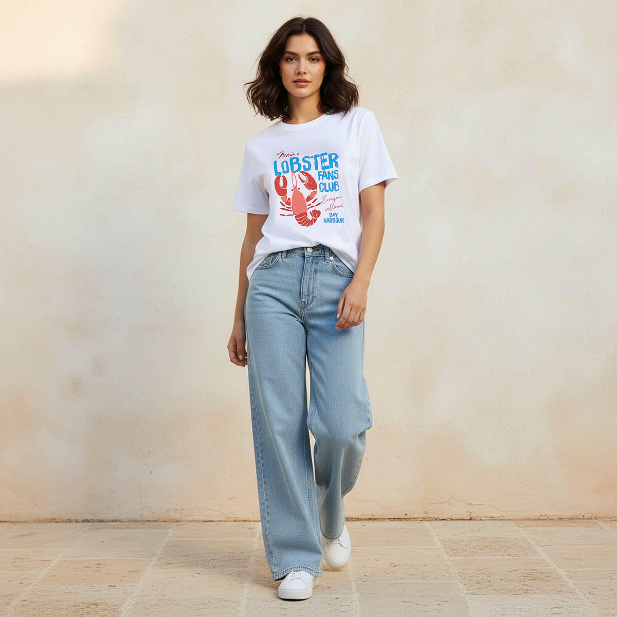 Cotton T-shirt with Lobster Print-women-clothing-tshirts-image-3