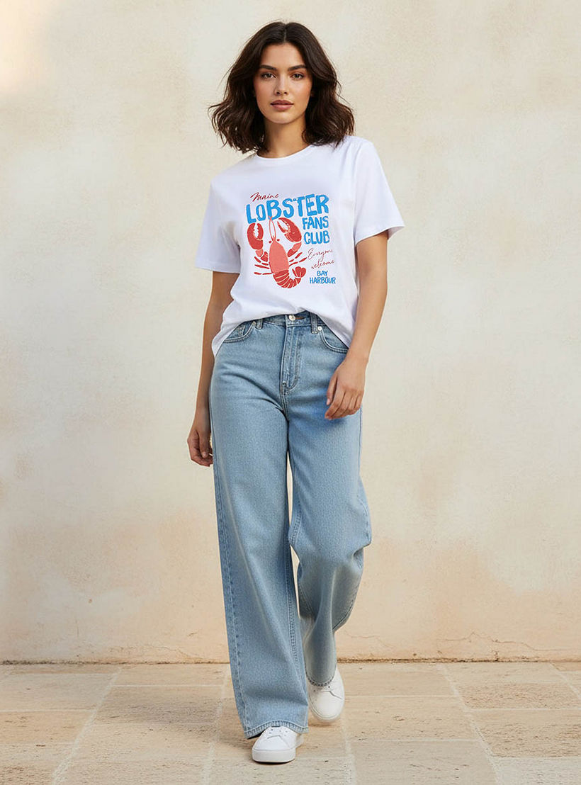 Cotton T-shirt with Lobster Print-women-clothing-tshirts-image-3