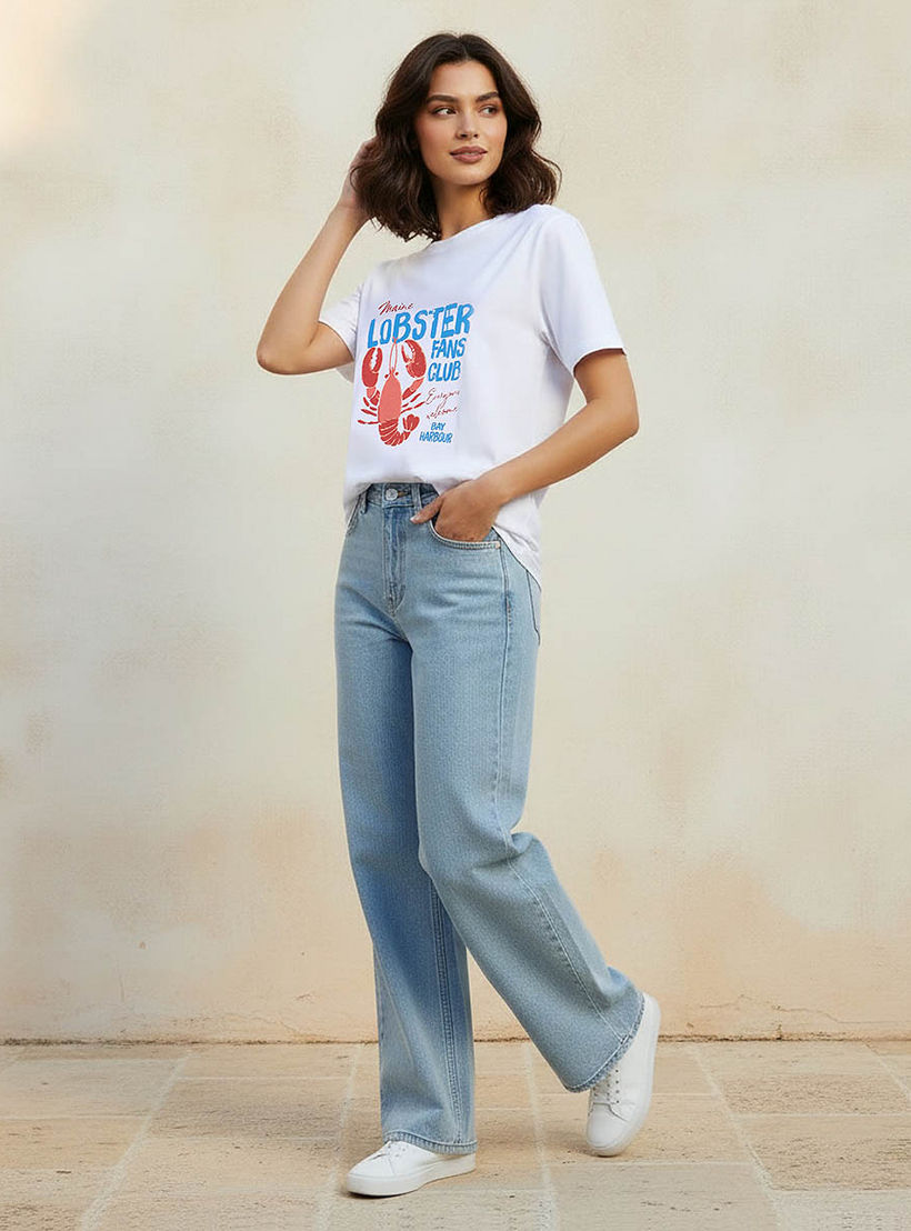 Cotton T-shirt with Lobster Print-women-clothing-tshirts-image-5
