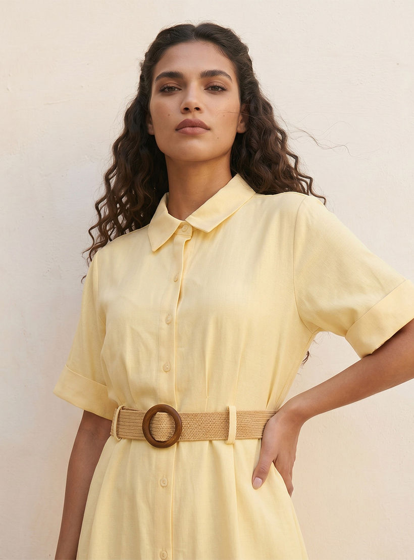 فستان قميص ميدي إيه لاين بحزام من سبلاش بيسك-women-clothing-dresses-image-5