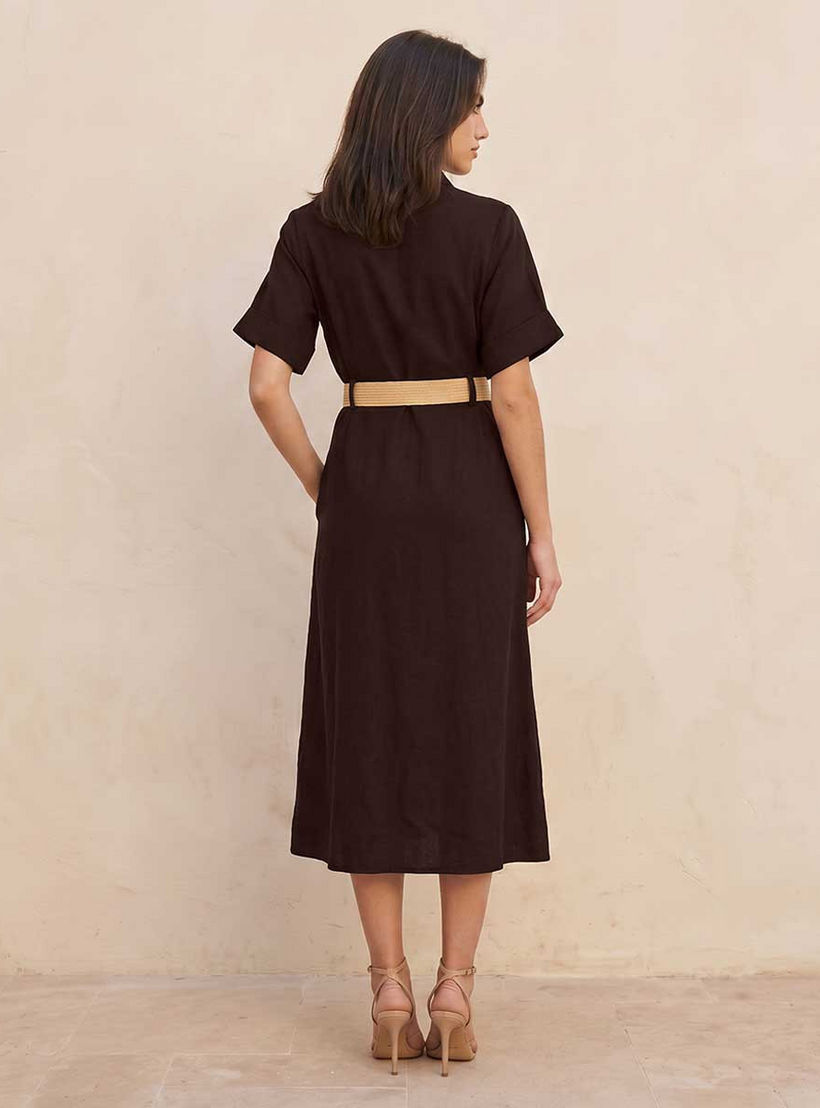 فستان قميص ميدي إيه لاين بحزام من سبلاش بيسك-women-clothing-dresses-image-4