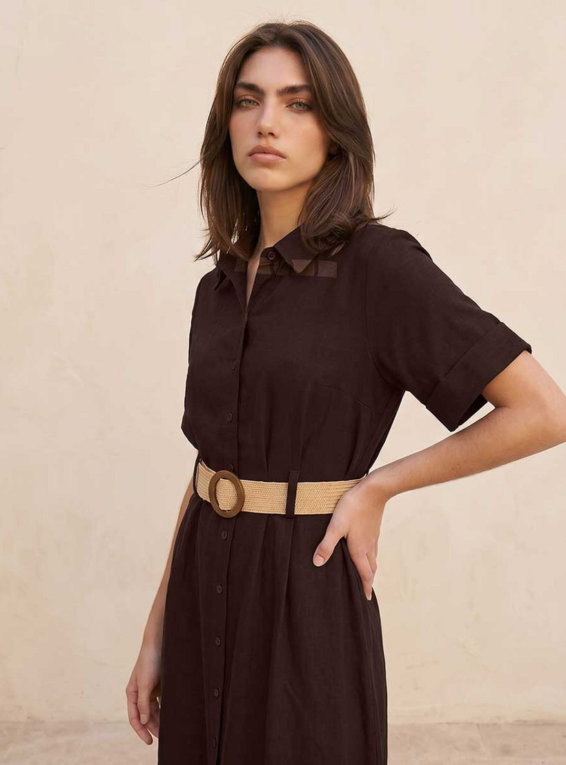 فستان قميص ميدي إيه لاين بحزام من سبلاش بيسك-women-clothing-dresses-image-5