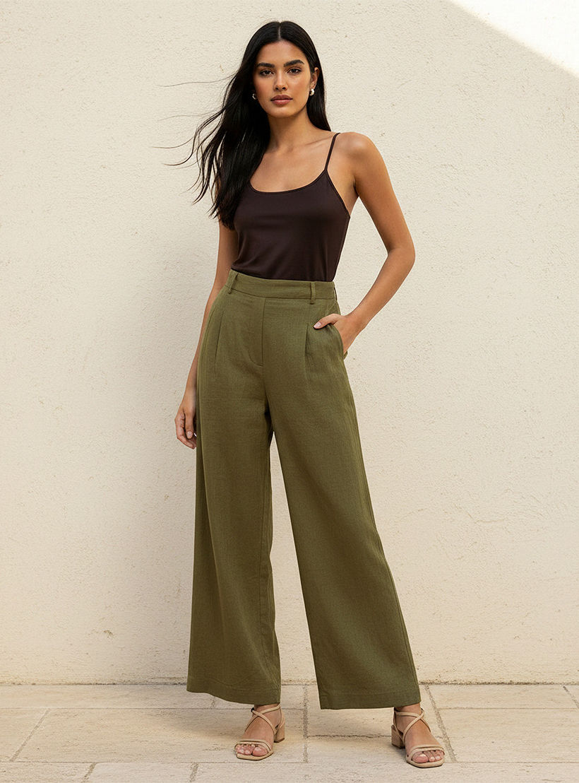 Flexi Waist Linen Blend Wide Leg Trousers-women-clothing-bottoms-trousers-image-3