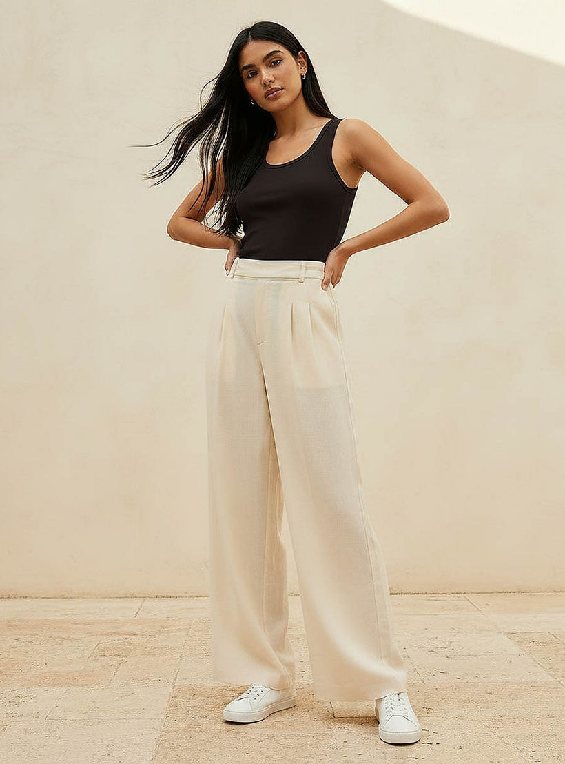 Flexi Waist Linen Blend Wide Leg Trousers-women-clothing-bottoms-trousers-image-3