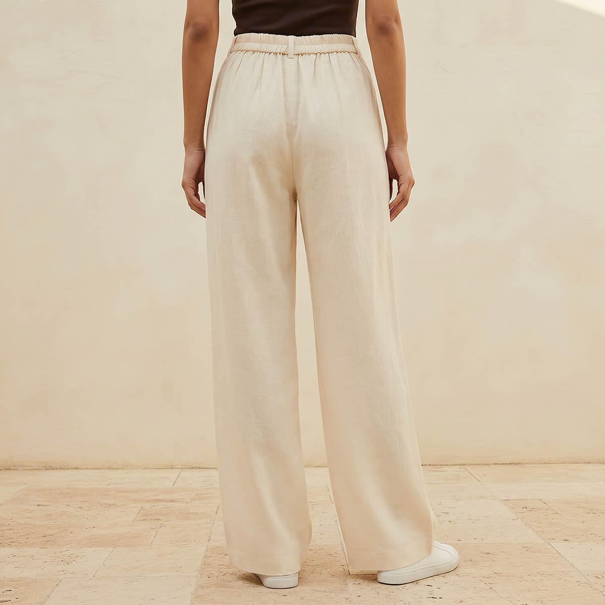 Flexi Waist Linen Blend Wide Leg Trousers-women-clothing-bottoms-trousers-image-4
