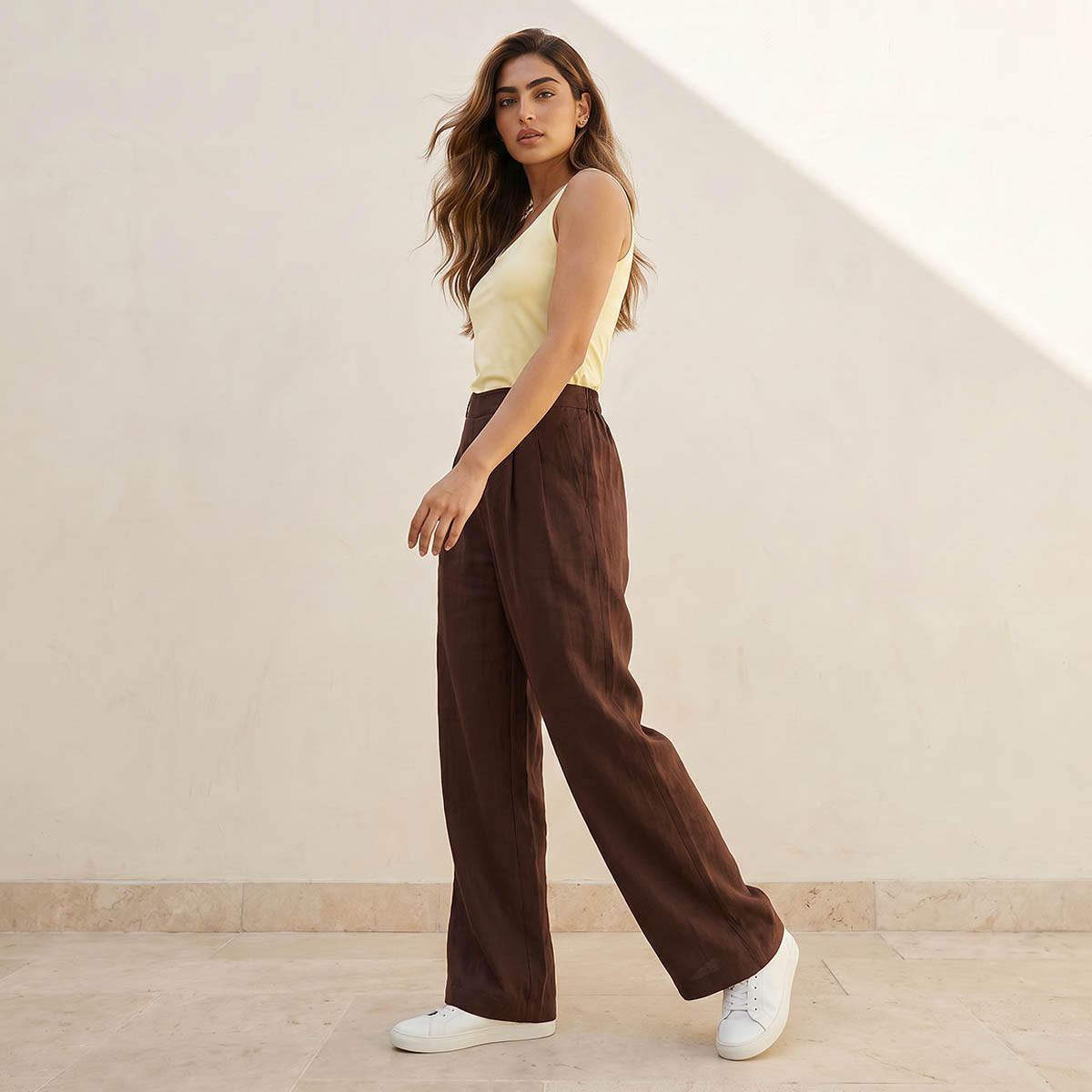 Flexi Waist Linen Blend Wide Leg Trousers-women-clothing-bottoms-trousers-image-3