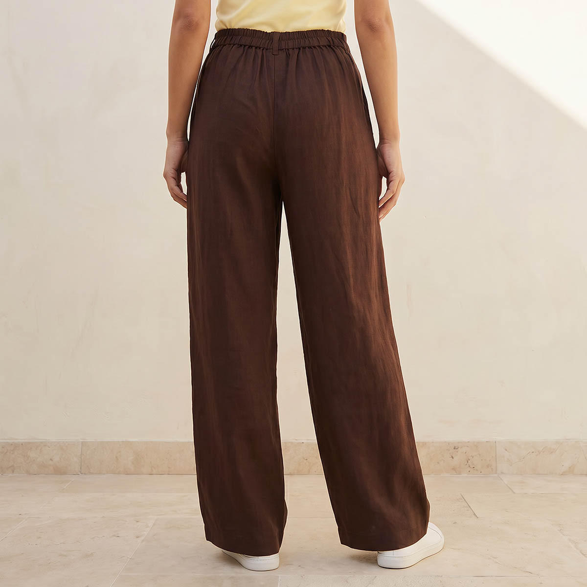 Flexi Waist Linen Blend Wide Leg Trousers-women-clothing-bottoms-trousers-image-4