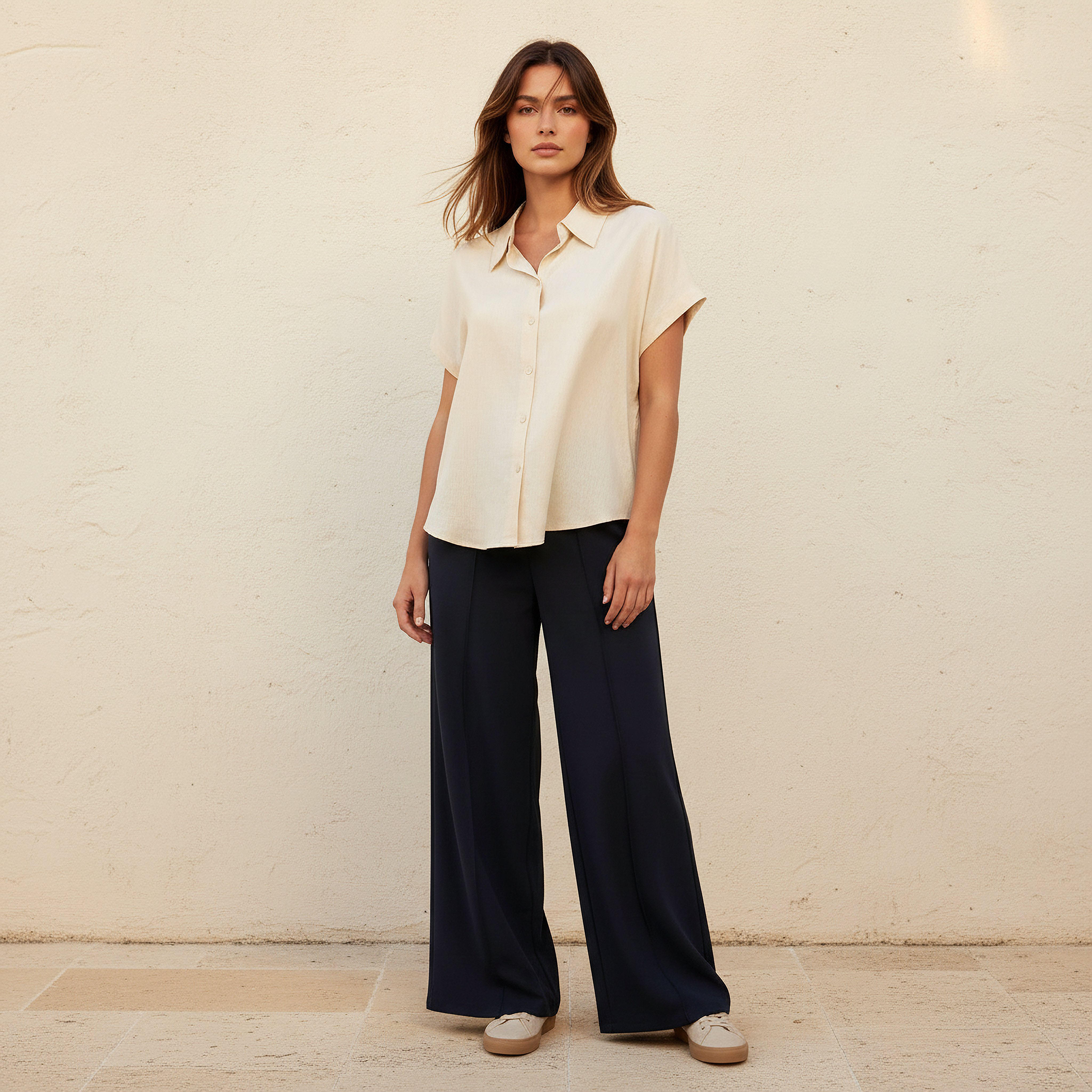 قميص من مزيج الكتان بقصّة عادية وأكمام ممتدة-women-clothing-shirtsandblouses-shirts-image-3