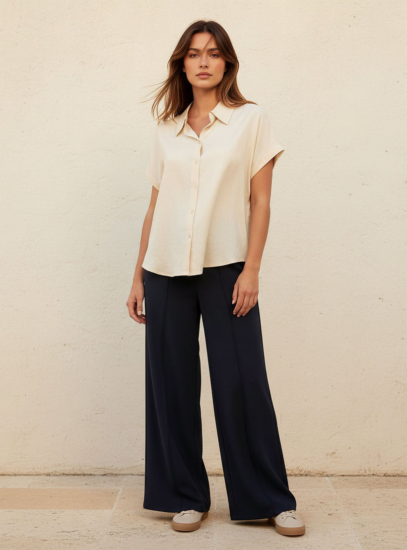 قميص من مزيج الكتان بقصّة عادية وأكمام ممتدة-women-clothing-shirtsandblouses-shirts-image-3