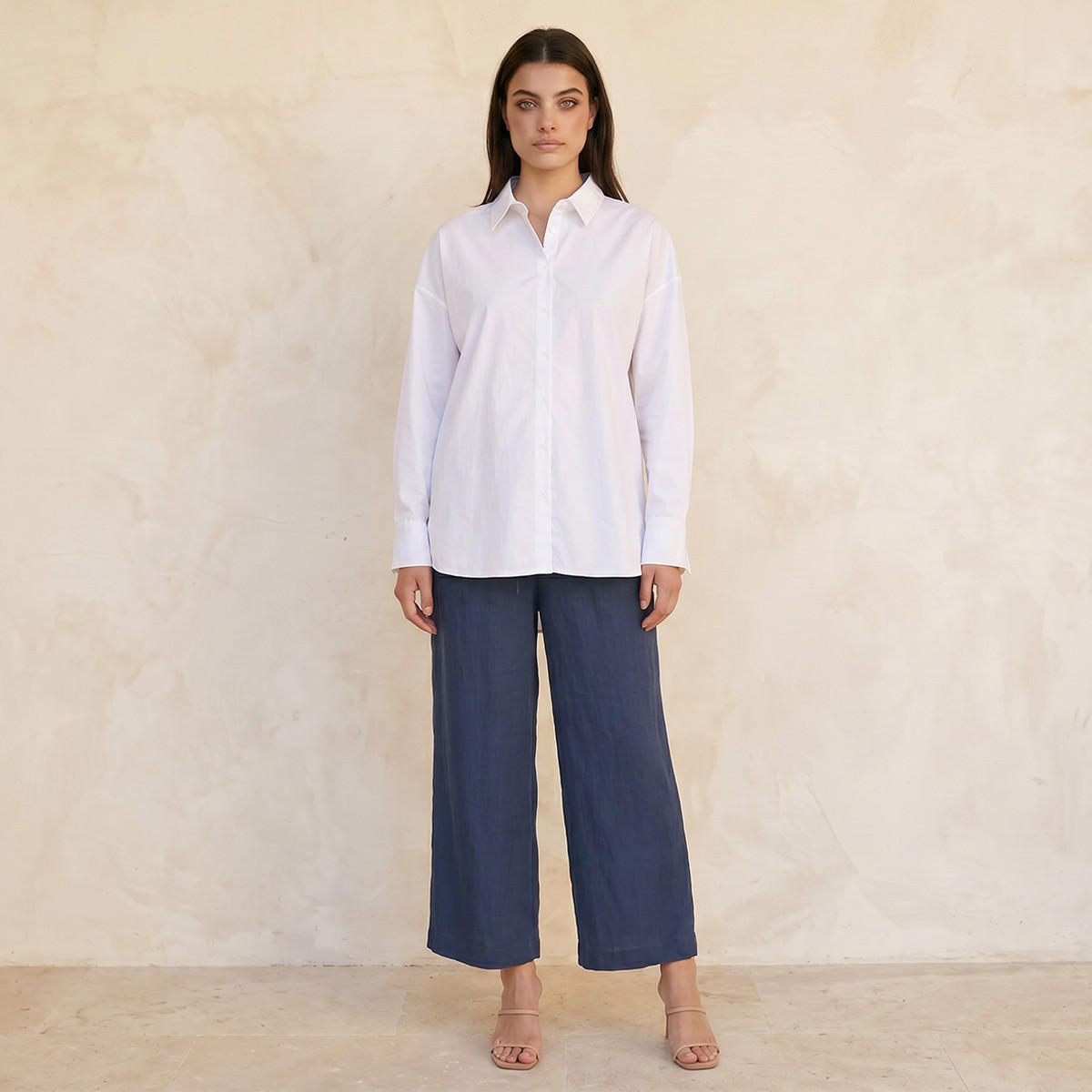 Splash Basic Oxford Shirt Drop Shoulder-women-clothing-shirtsandblouses-shirts-image-3