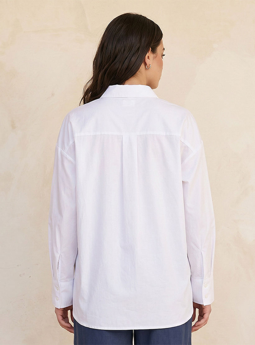 Splash Basic Oxford Shirt Drop Shoulder-women-clothing-shirtsandblouses-shirts-image-4