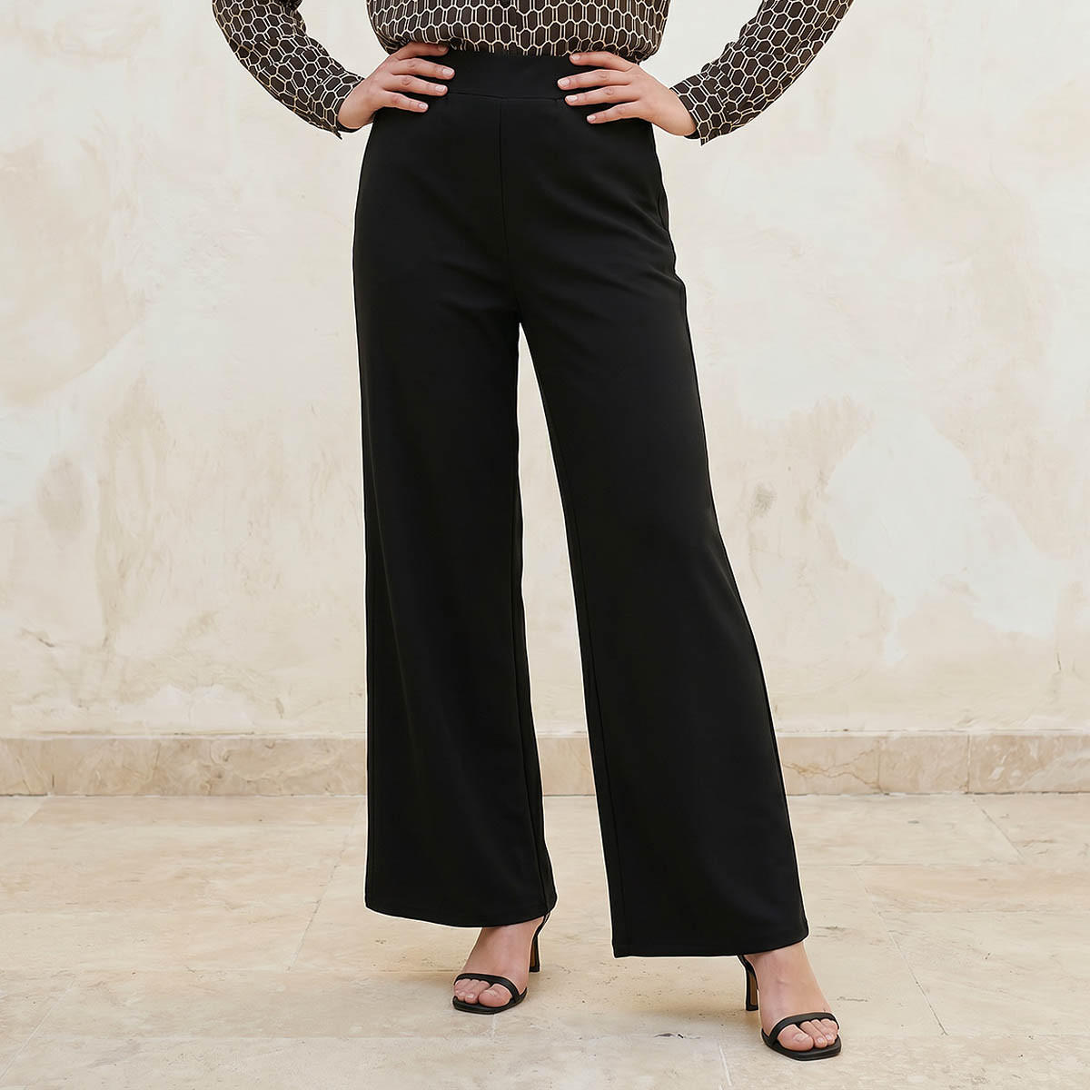 بنطلون بونتي واسع الساقين-women-clothing-bottoms-trousers-image-1
