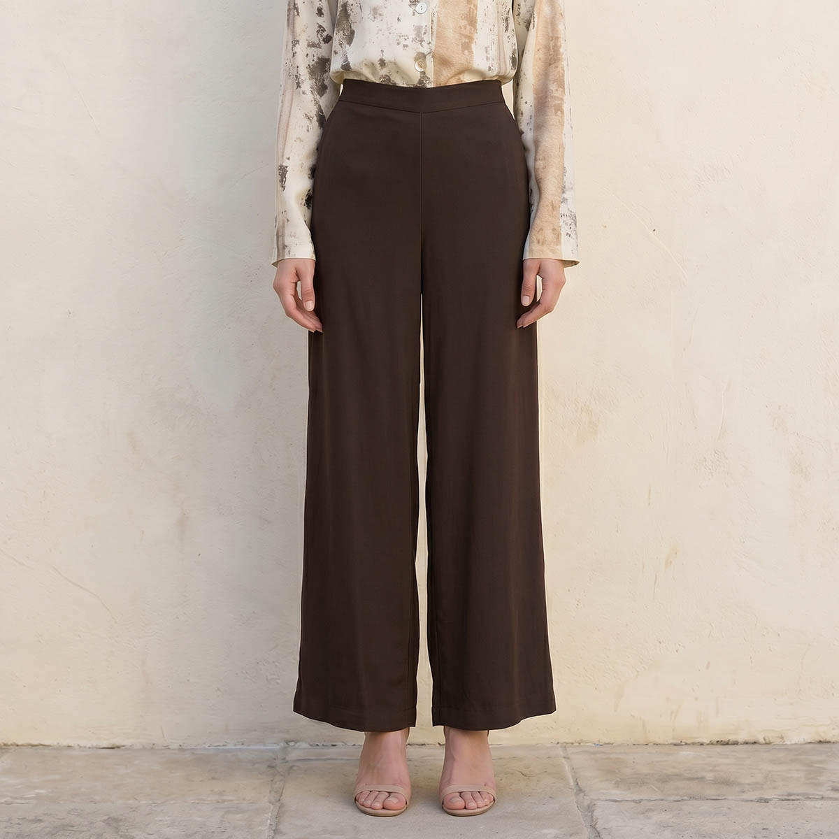 بنطلون بالازو واسع الساق بخصر مرن من سبلاش بيسك-women-clothing-trousers-image-1
