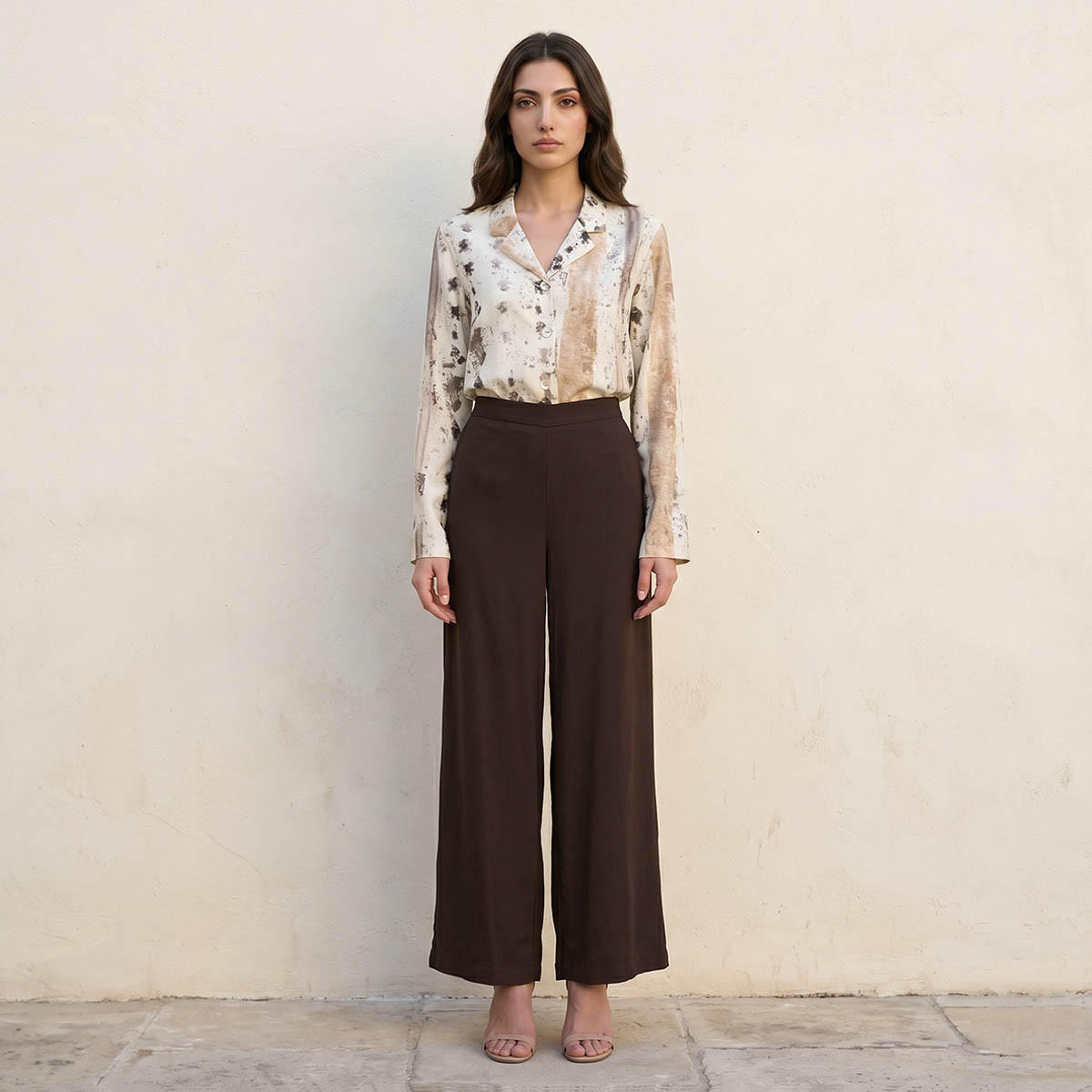 بنطلون بالازو واسع الساق بخصر مرن من سبلاش بيسك-women-clothing-trousers-image-3