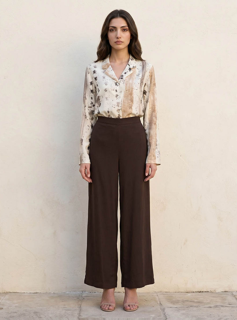 بنطلون بالازو واسع الساق بخصر مرن من سبلاش بيسك-women-clothing-trousers-image-3