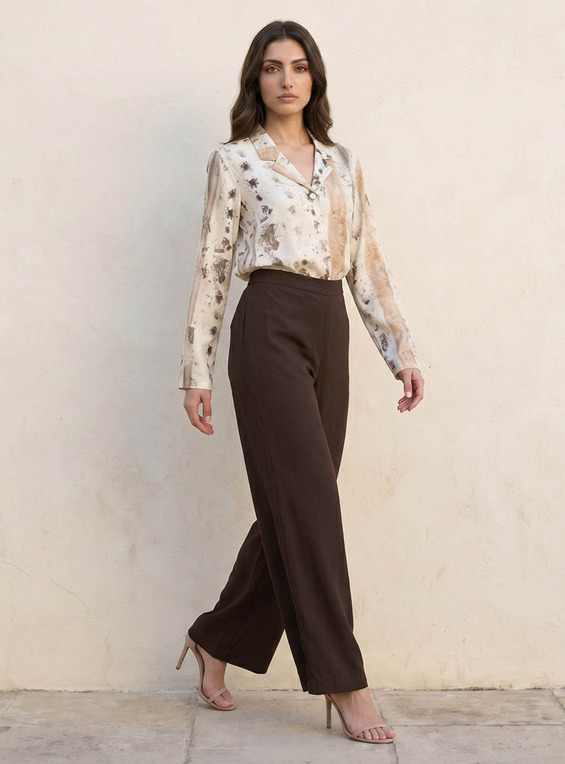 بنطلون بالازو واسع الساق بخصر مرن من سبلاش بيسك-women-clothing-trousers-image-5