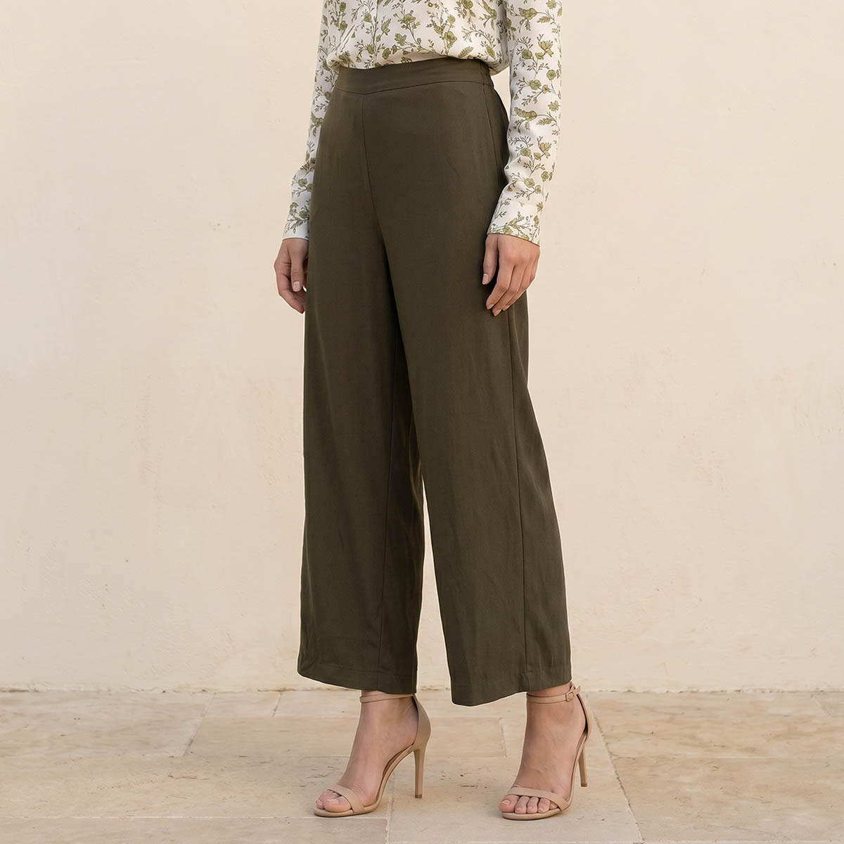 بنطلون بالازو واسع الساق بخصر مرن من سبلاش بيسك-women-clothing-bottoms-trousers-image-1