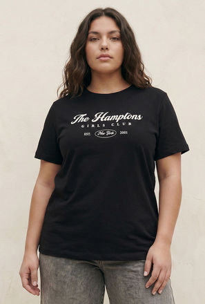 تيشيرت قطن بقصة عادية بطبعة هامبتونز من سبلاش بيسك-women-clothing-tshirts-image-1