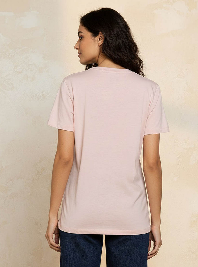 Cotton T-shirt with Slogan Print-women-clothing-tshirts-image-4