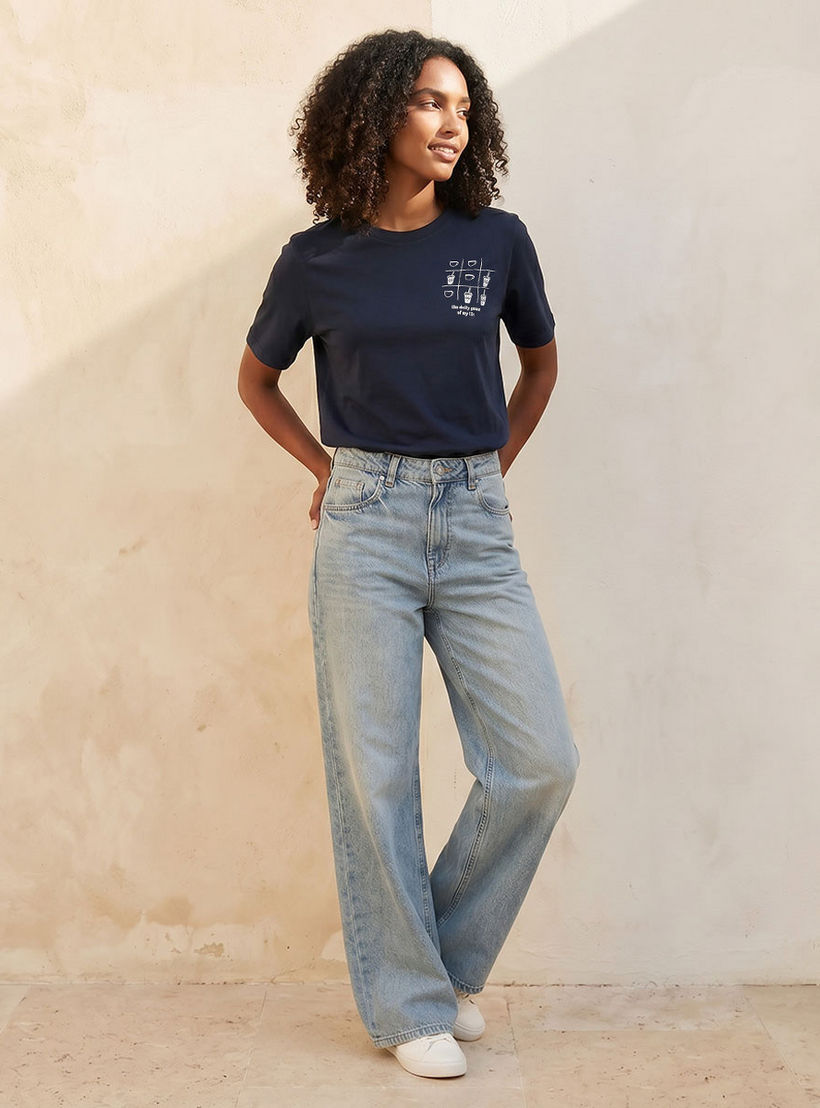 تيشيرت قطن بطبعات من أساسيات سبلاش-women-clothing-tshirts-image-5