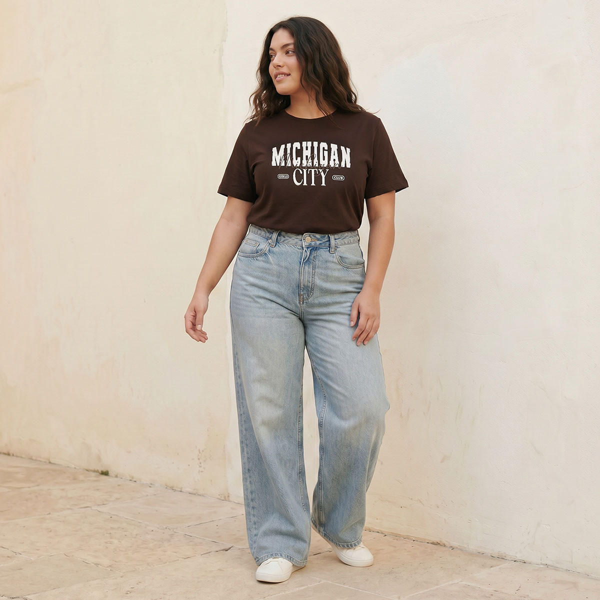 Splash Basic Cotton T-shirt with Michigan City Print-women-clothing-tshirts-image-3