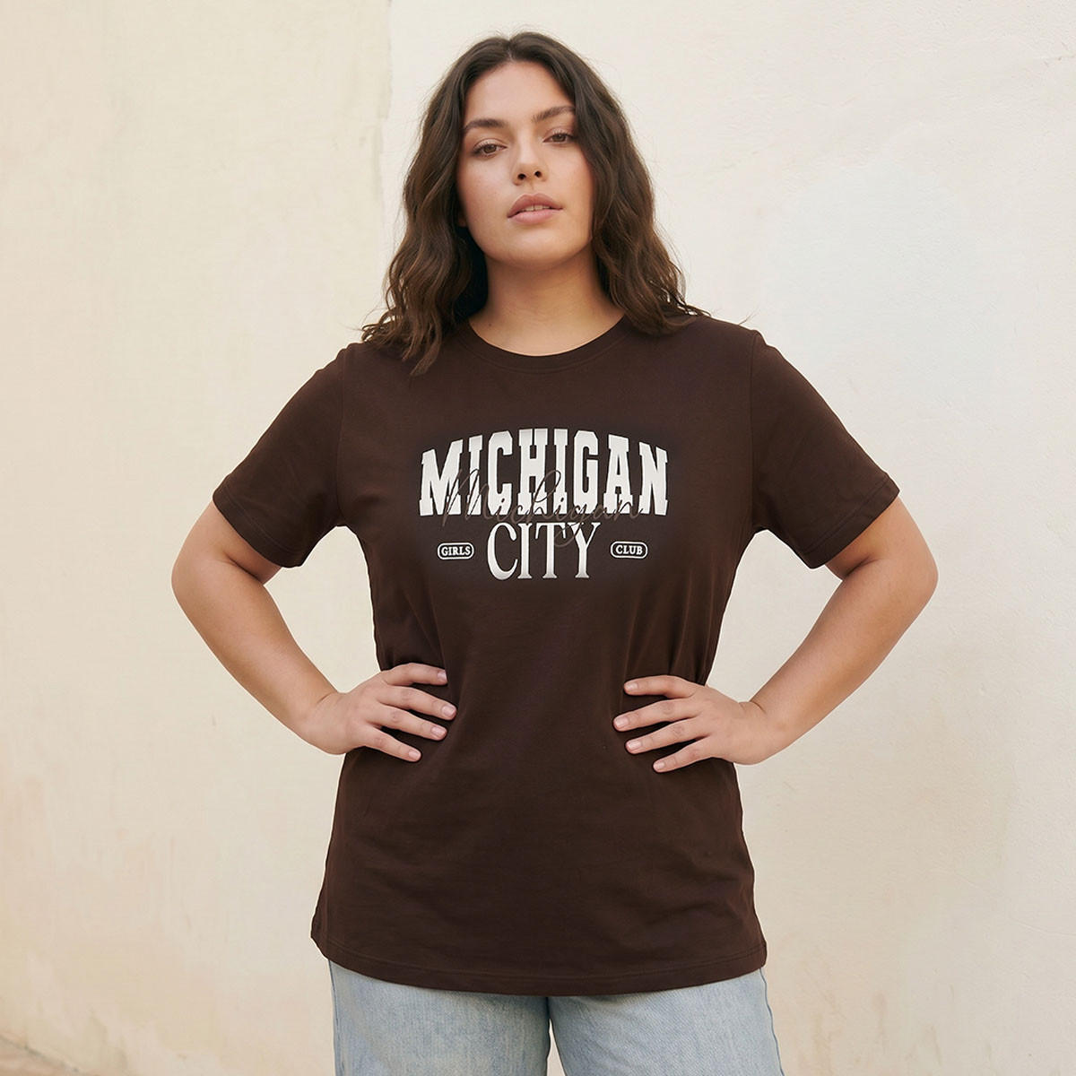 Splash Basic Cotton T-shirt with Michigan City Print-women-clothing-tshirts-image-5