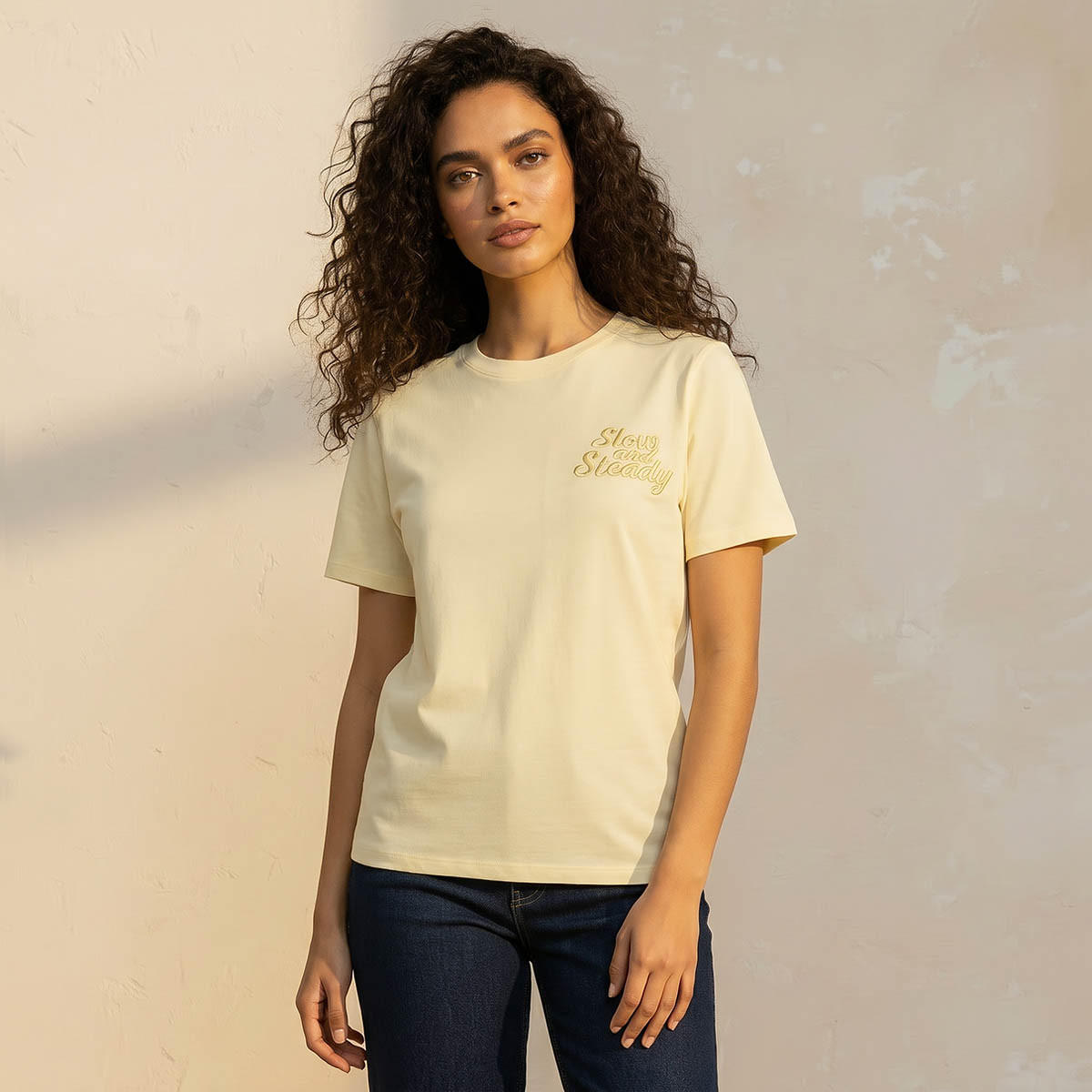 تيشيرت قطن بتطريزات شعار-women-clothing-tshirts-image-1