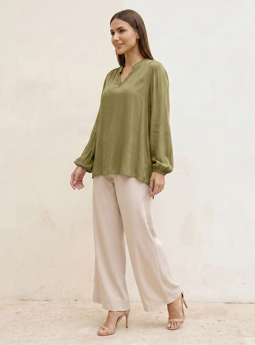Splash Basic Viscose Top with V-neck-women-clothing-shirtsandblouses-blouses-image-3