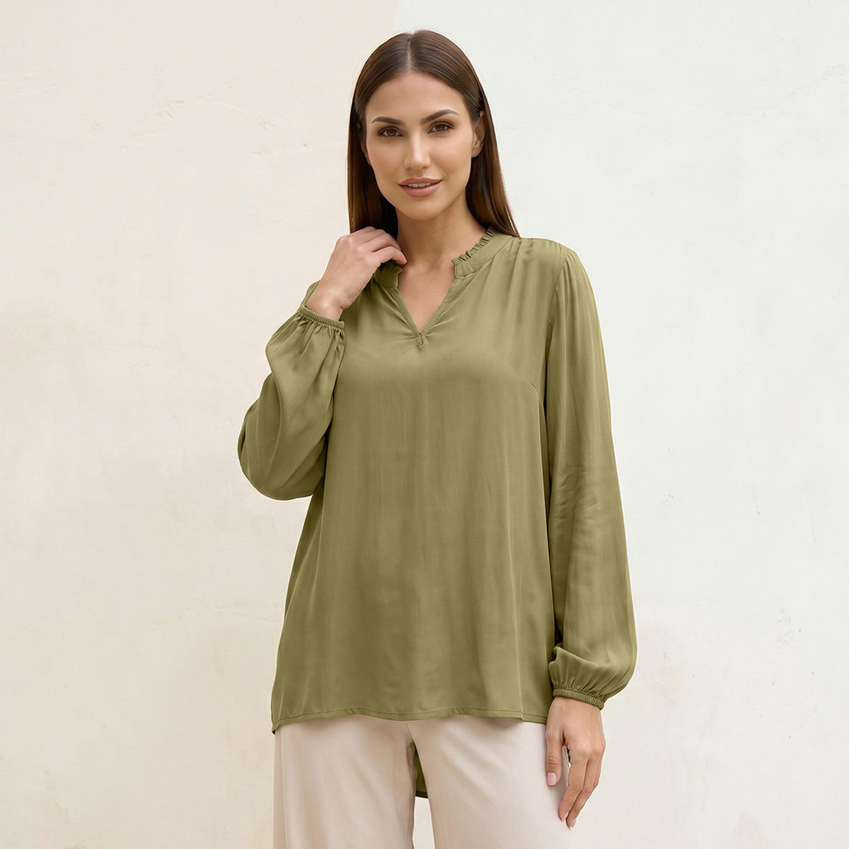 Splash Basic Viscose Top with V-neck-women-clothing-shirtsandblouses-blouses-image-5