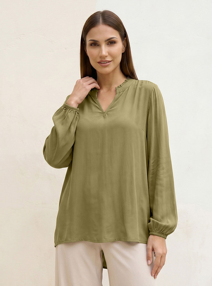Splash Basic Viscose Top with V-neck-women-clothing-shirtsandblouses-blouses-image-5