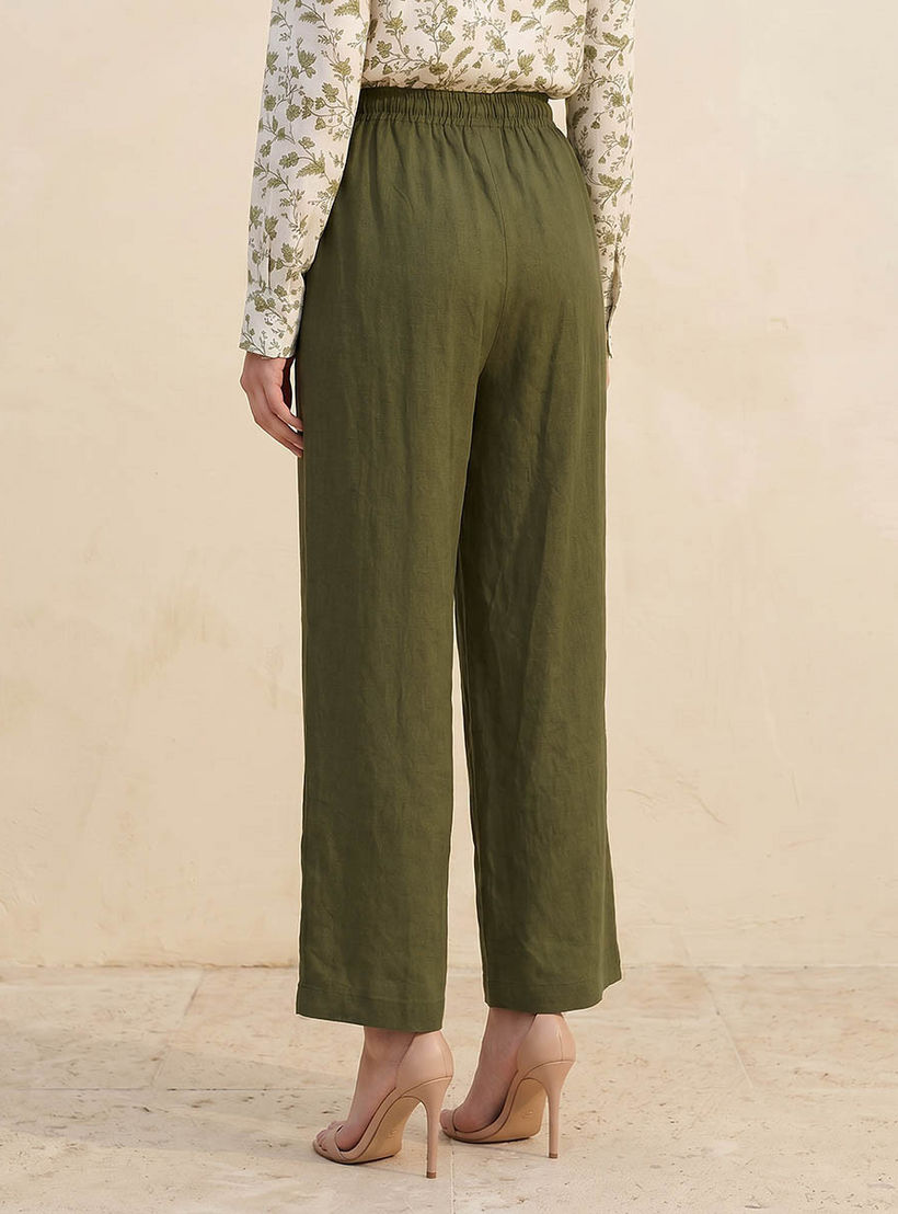 Splash Basic Wide Leg Drawstring Waist Linen Blend Pull On Pants-women-clothing-trousers-image-4