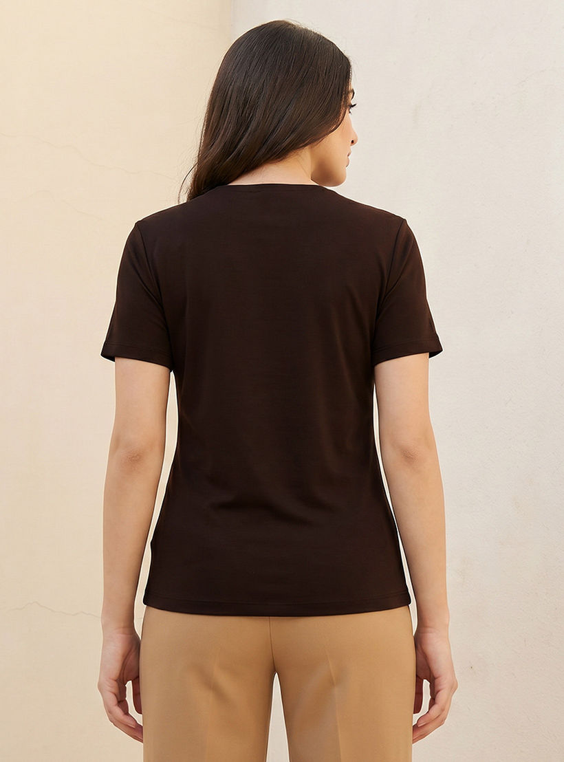 تيشيرت بقصة عادية وياقة مستديرة من سبلاش بيسك-women-clothing-tshirts-image-4