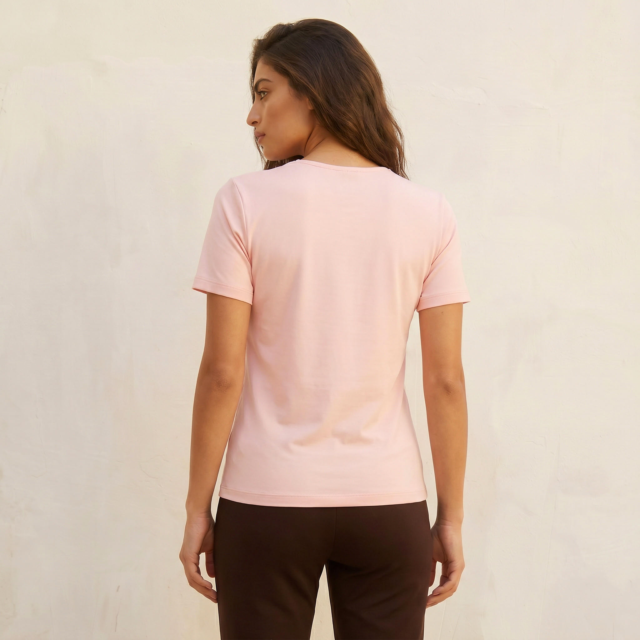 Splash Basic Regular Fit T-shirt with Round Neck-women-clothing-tshirts-image-4