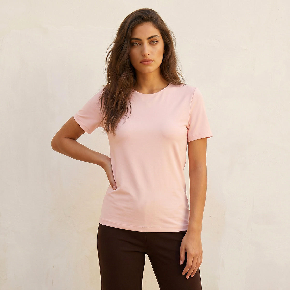 Splash Basic Regular Fit T-shirt with Round Neck-women-clothing-tshirts-image-6