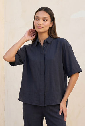 Splash Basic Shirt with Hidden Placket-women-image-1