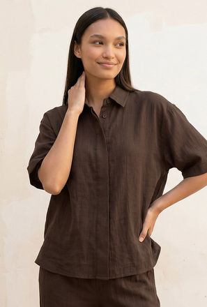 Splash Basic Shirt with Hidden Placket-women-image-1