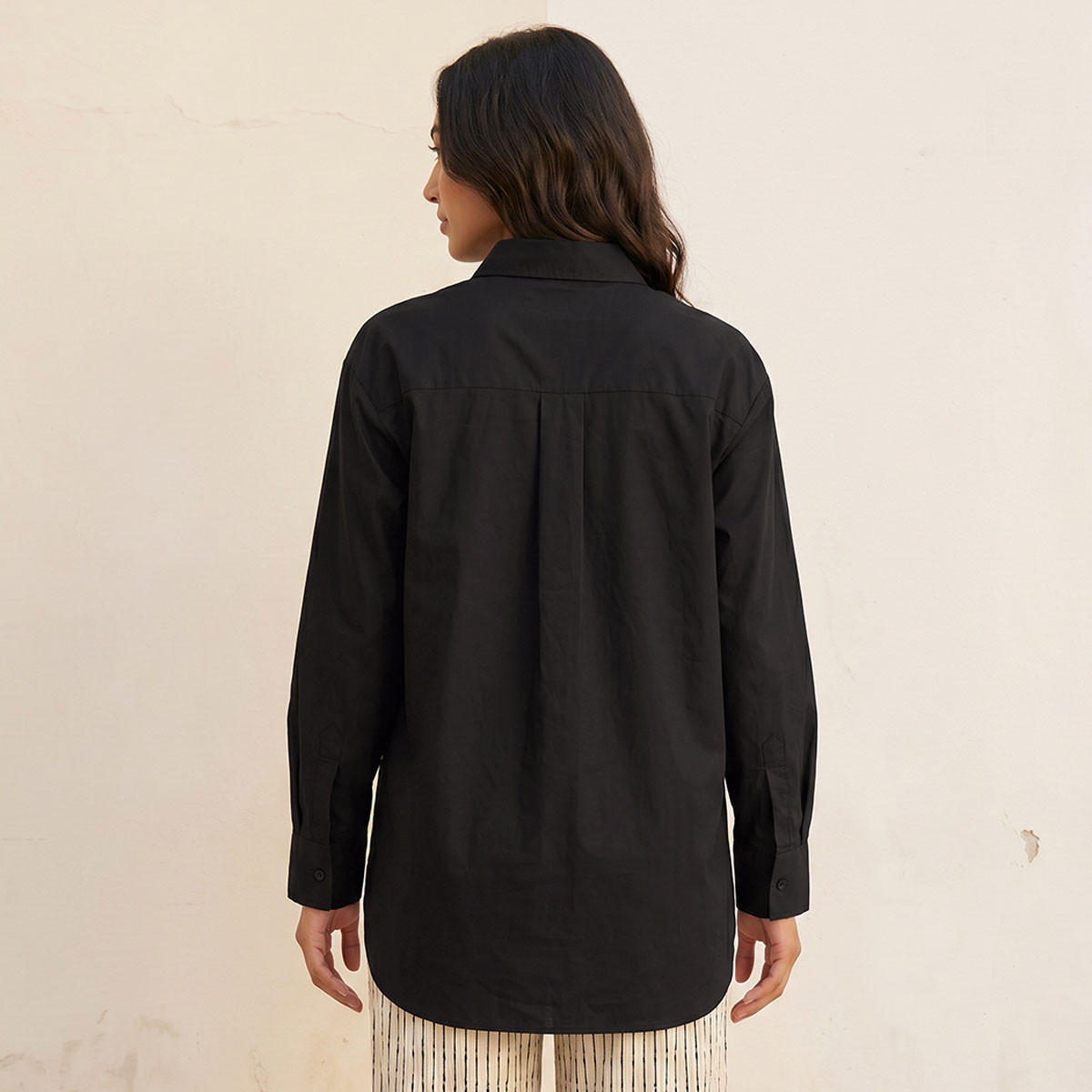 Splash Basic Oversized Shirt with High Low Hem-women-clothing-shirtsandblouses-shirts-image-4