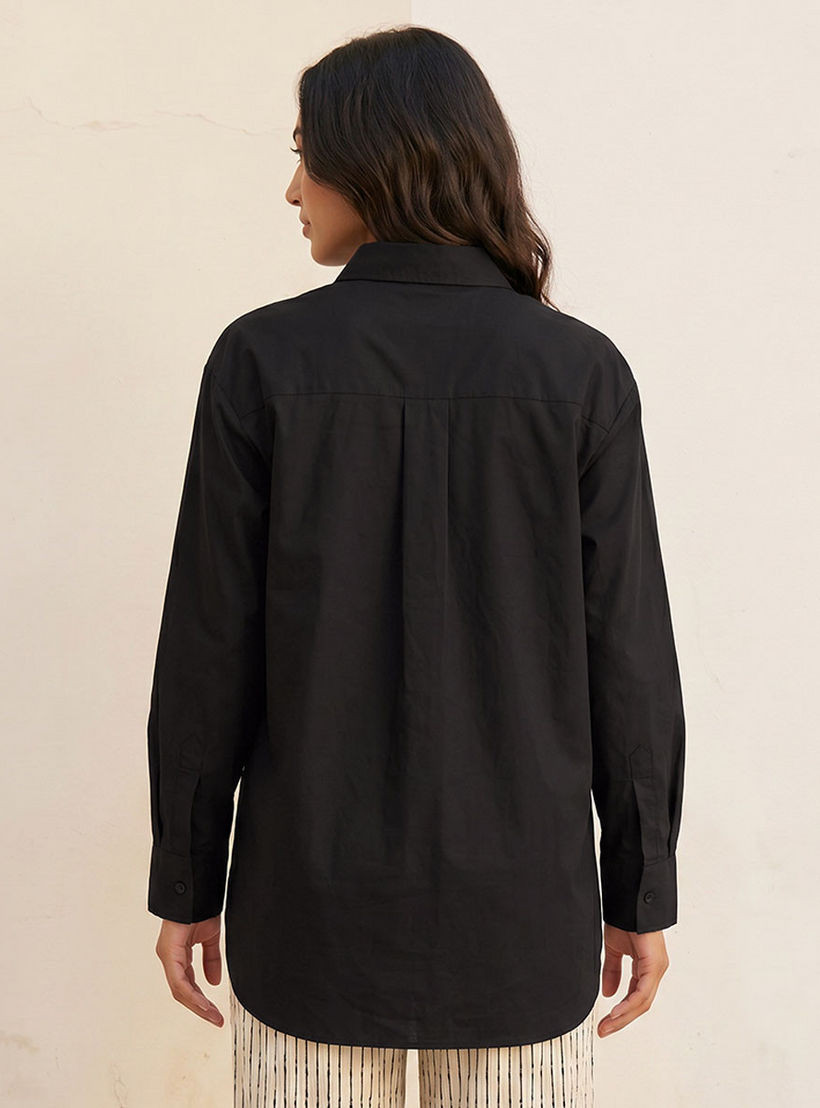 Splash Basic Oversized Shirt with High Low Hem-women-clothing-shirtsandblouses-shirts-image-4