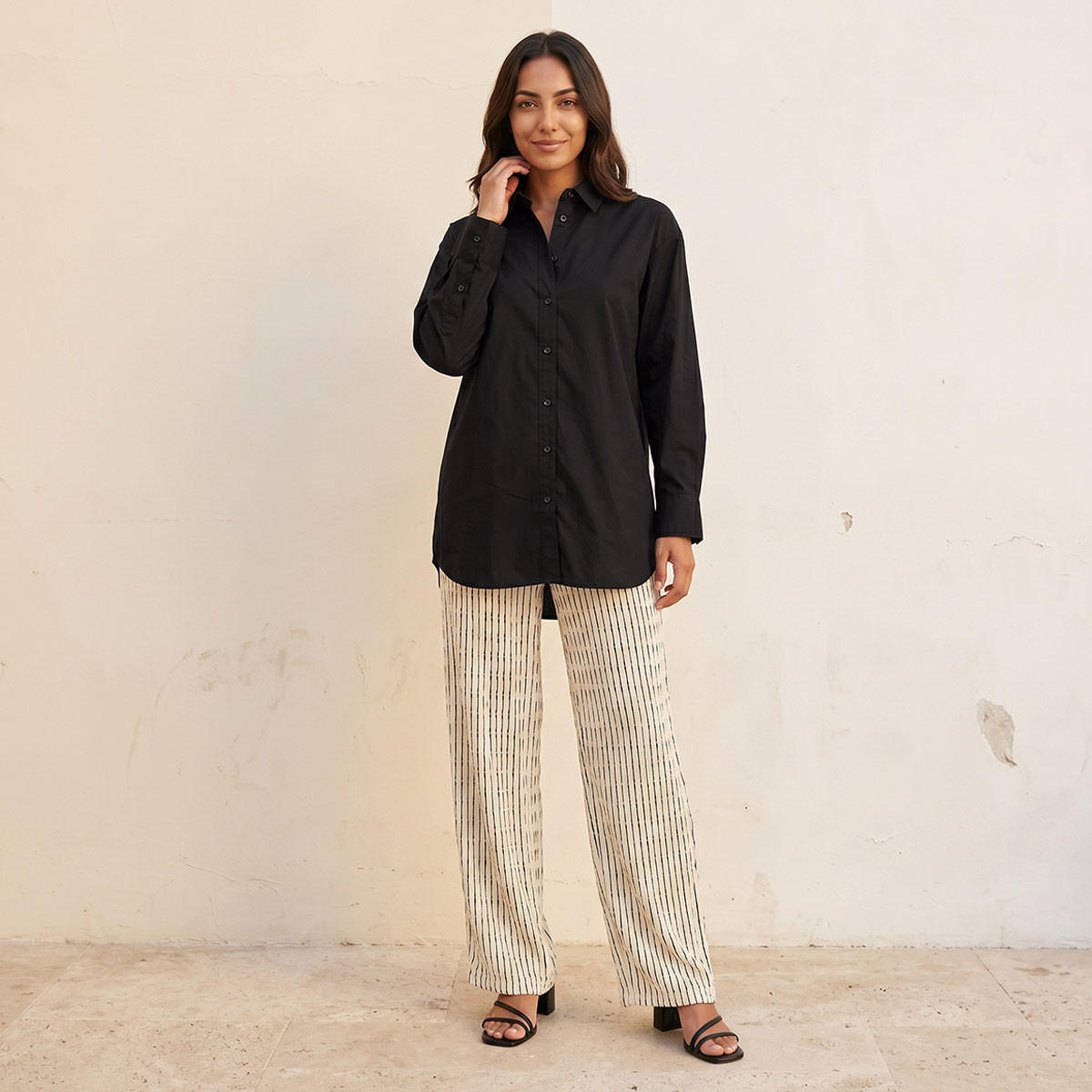 Splash Basic Oversized Shirt with High Low Hem-women-clothing-shirtsandblouses-shirts-image-5
