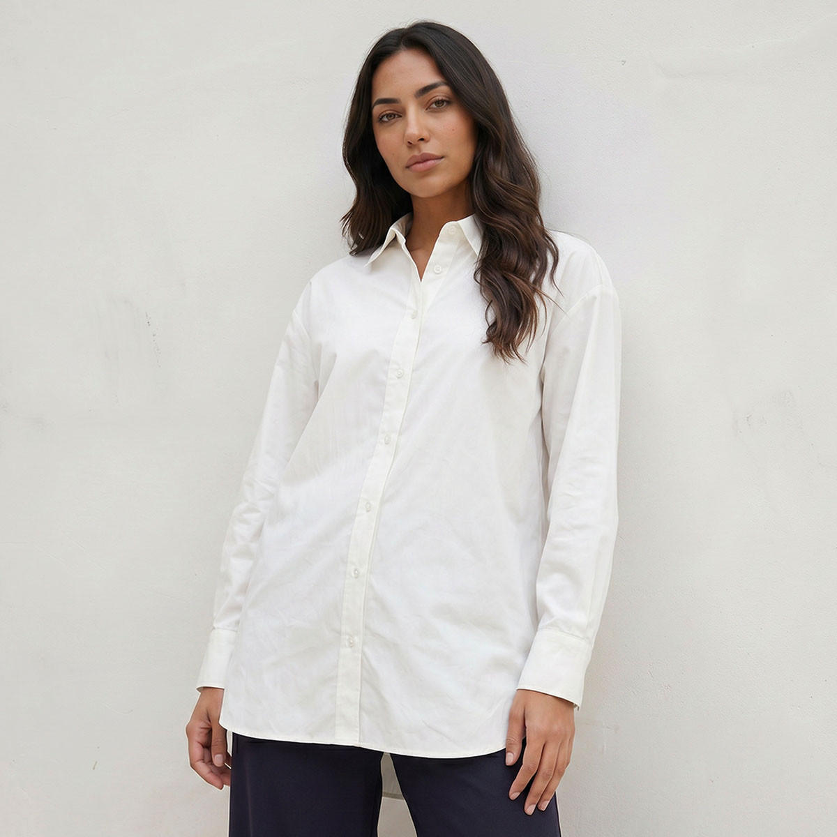 Splash Basic Oversized Shirt with High Low Hem-women-clothing-shirtsandblouses-shirts-image-5