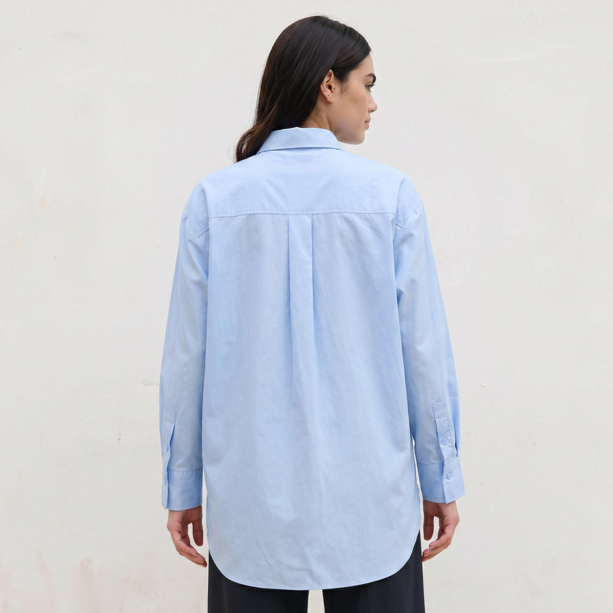 Splash Basic Oversized Shirt with High Low Hem-women-clothing-shirtsandblouses-shirts-image-4