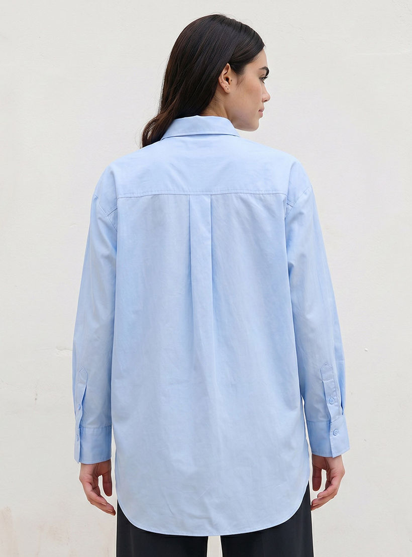 Splash Basic Oversized Shirt with High Low Hem-women-clothing-shirtsandblouses-shirts-image-4